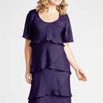 Vivid International Purple Layered Short Sleeve Dress