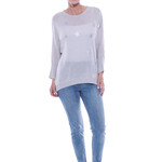 Cafe Latte Silver Foil Star Batwing Jumper/Knit Top