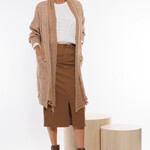 Cafe Latte Caramel Mid Length Jean Skirt