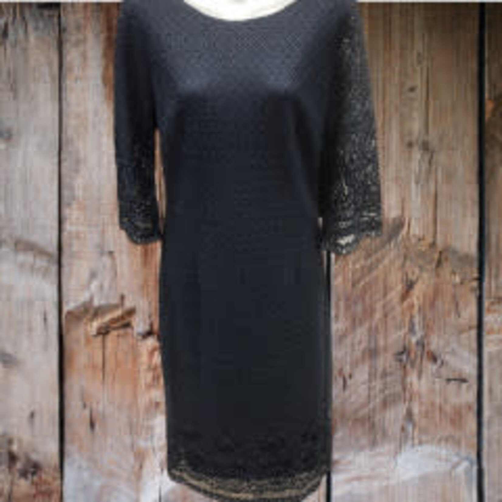 Yes A Dress Navy Soft Woven Lace 3/4 Sleeve Dress