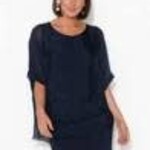 La Strada Navy Layered Silk Top