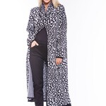 Cafe Latte Black & White Animal Jacquard Poncho/Cardigan