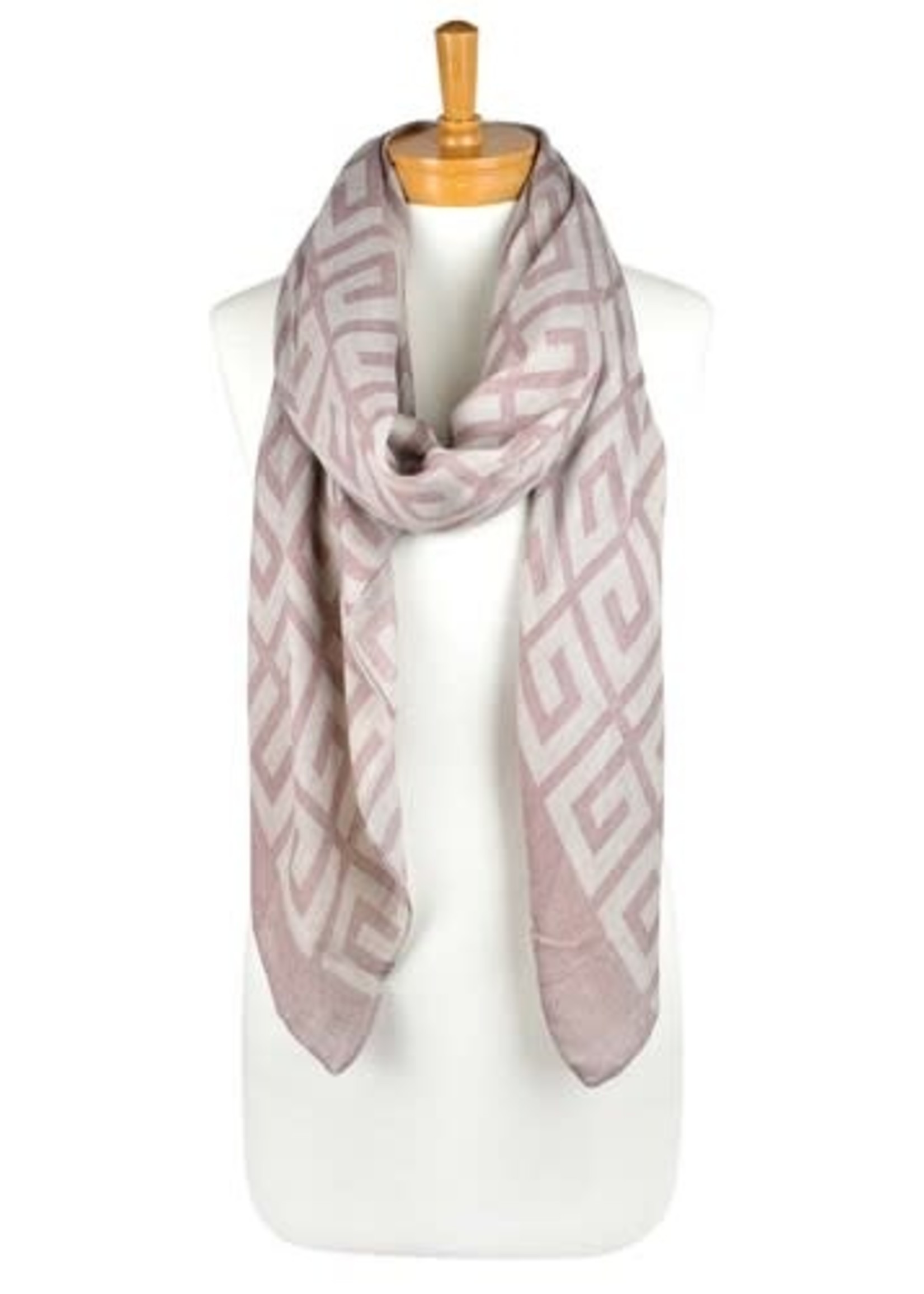 Taylor Hill Beige Geometric Cotton Blend Printed Scarves