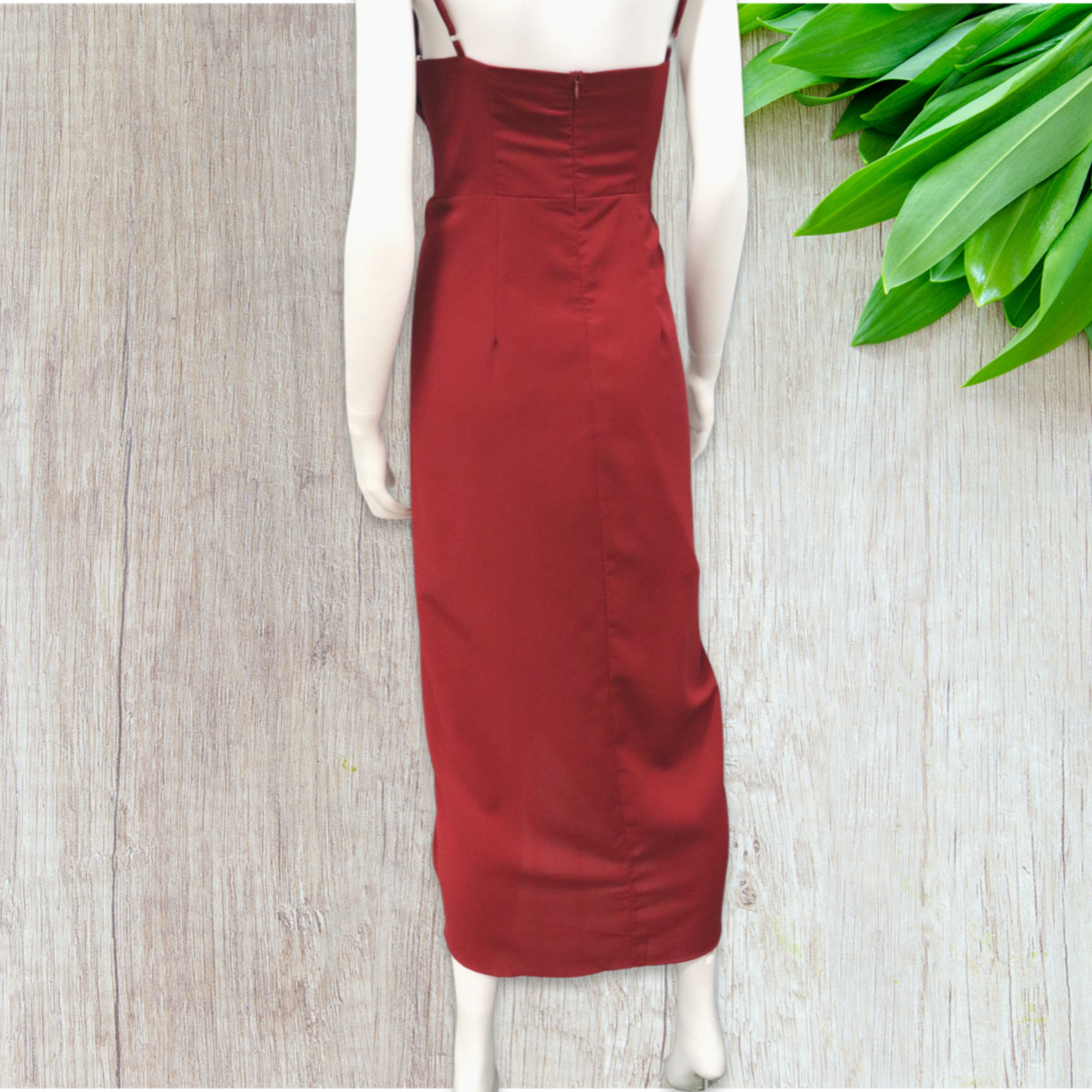 Style State Wine Singlet Strap Rouched Front Dress