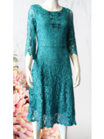 Yes A Dress Teal 3/4 Sleeve Lace A-Line Fit Dress