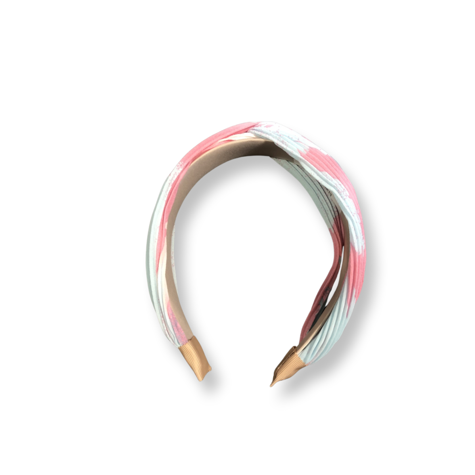 Just East Aqua & Pink Pleated Twist Headband