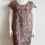 Wishstone Mocha Square Lace Cap Sleeve Dress