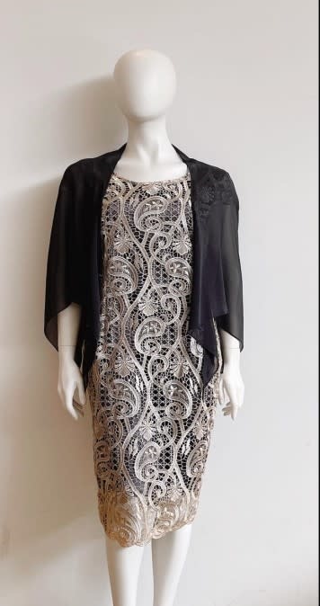 Silver Lace Dress with Chiffon Jacket Set One Plus One Fashion