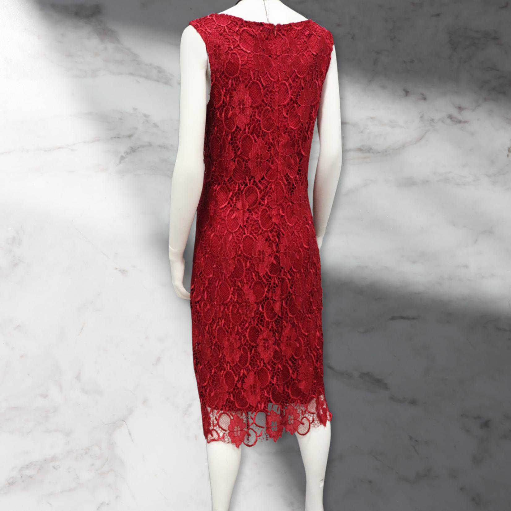 Yes A Dress Red Woven Poppy Lace Sleeveless Dress