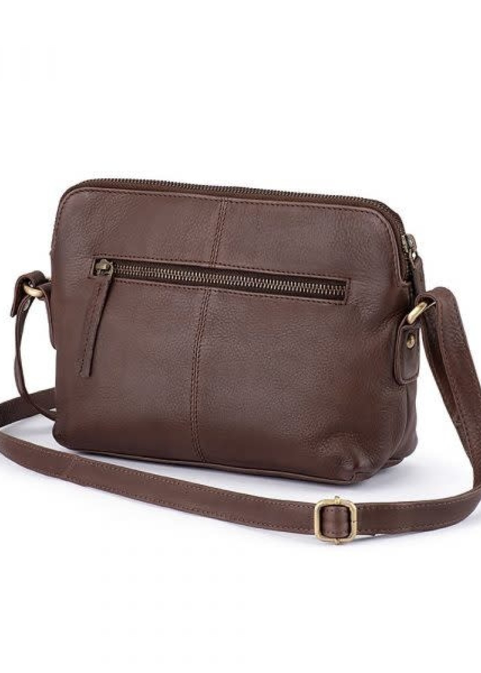 Verona Brown Small Leather Shoulder Crossbody Handbag