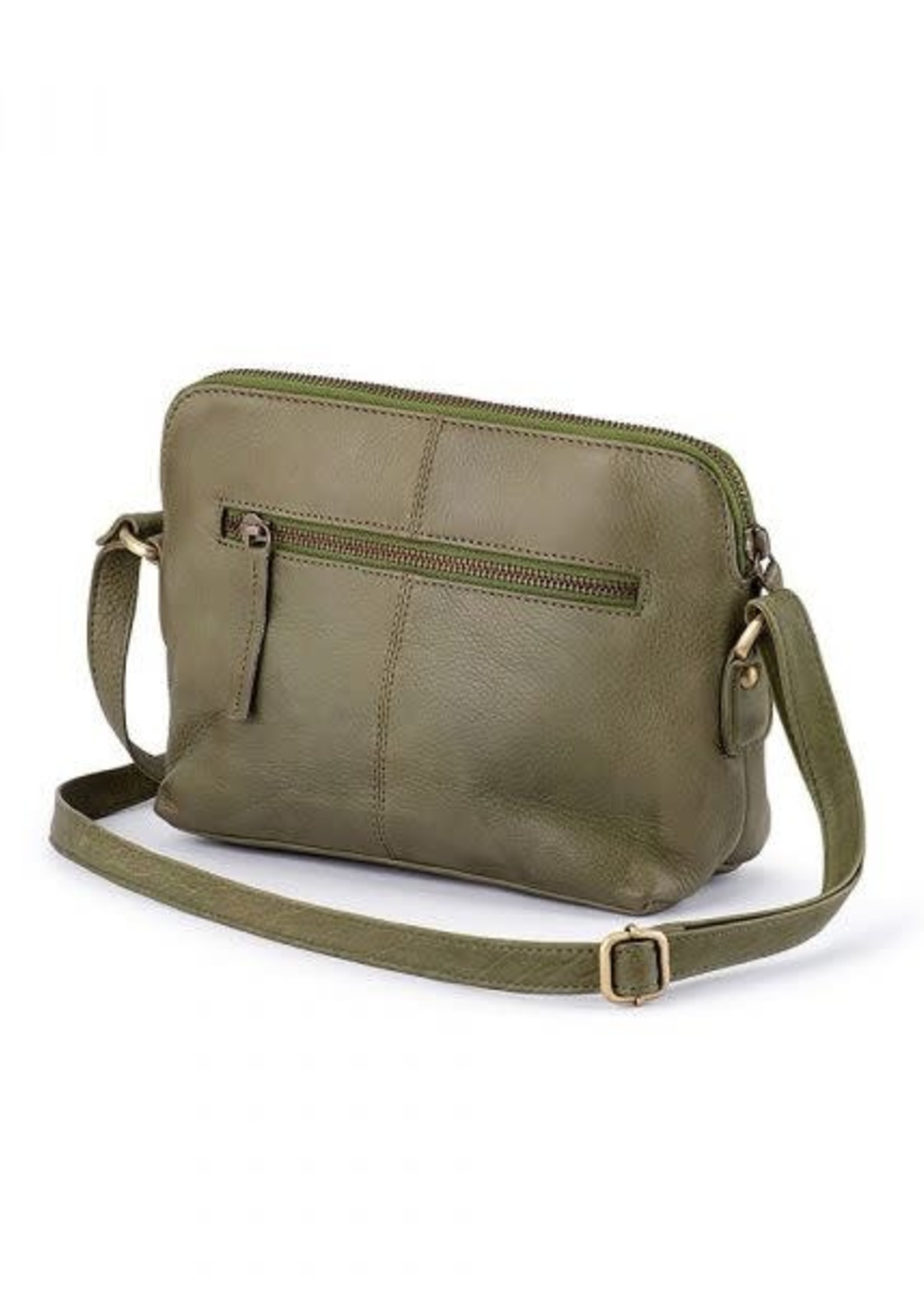 Verona Olive Leather Crossbody Handbag