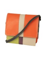 Franco Bonini Orange Multi Flap Over Leather Shoulder Organiser Handbag