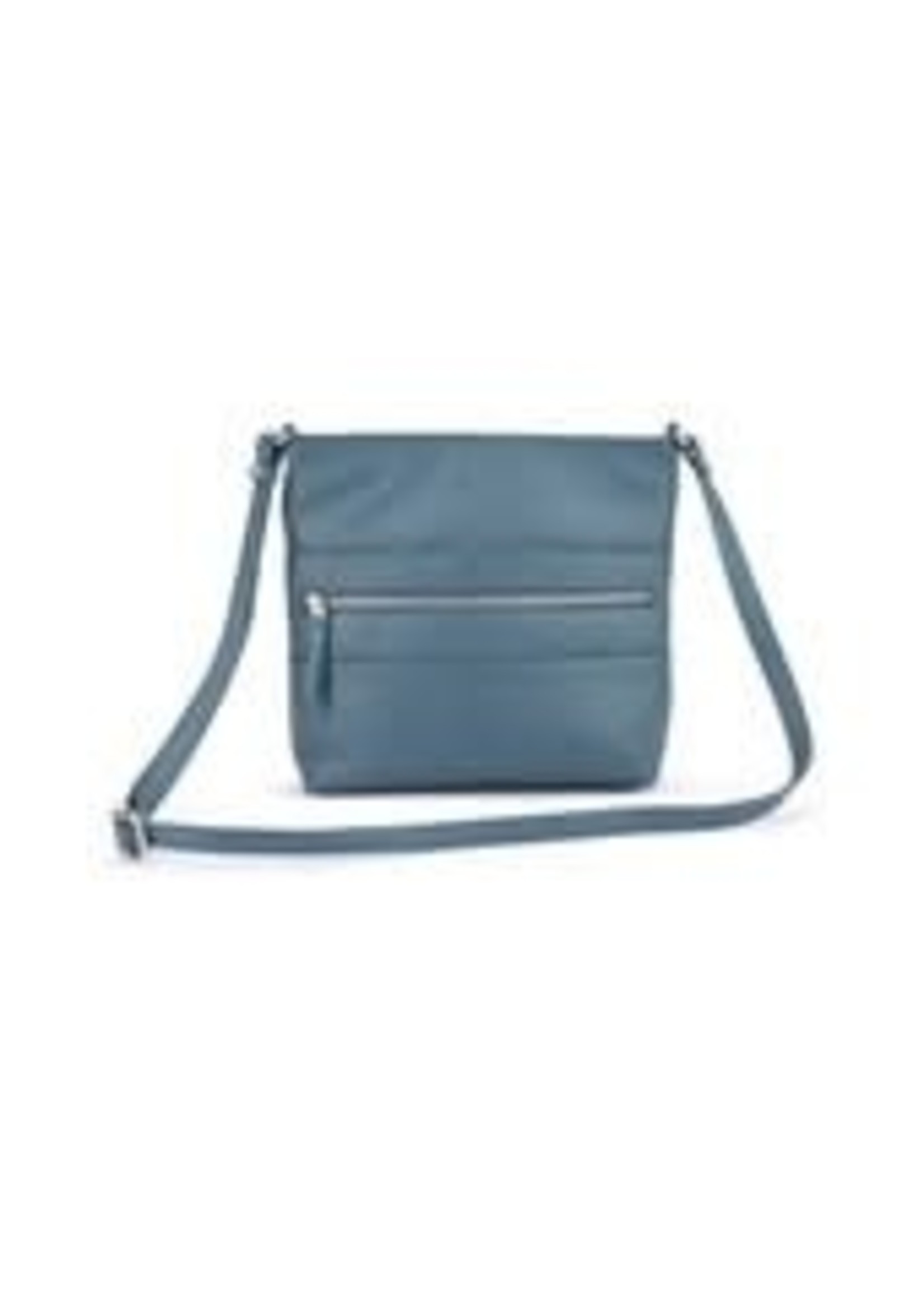 Franco Bonini Grey Top Zip/Side Pocket Leather Crossbody Bag