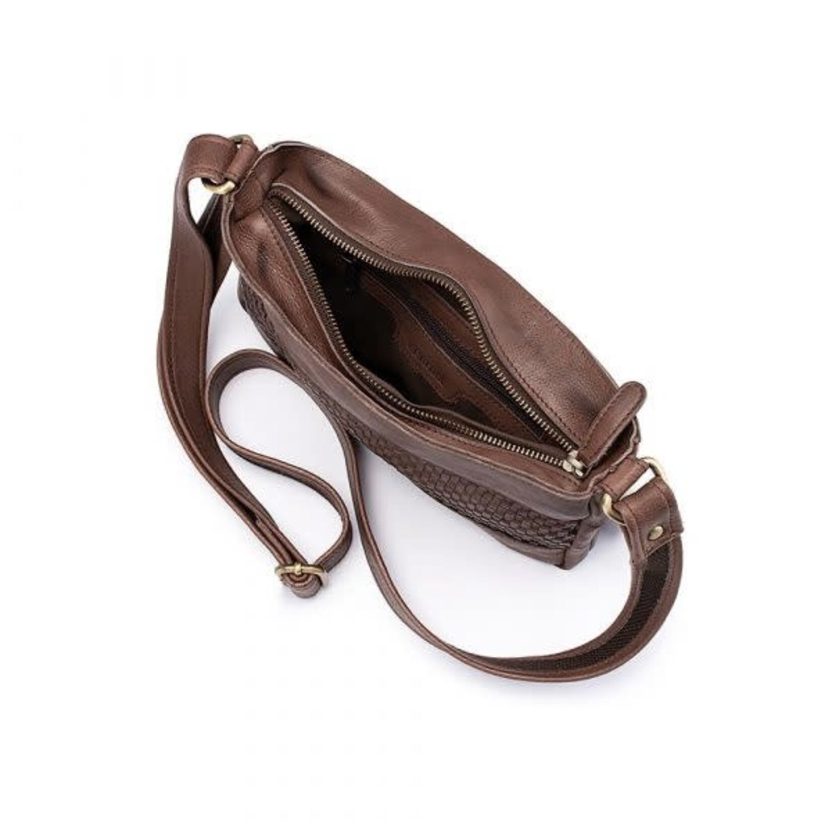Verona Brown Weave Leather Shoulder Bag