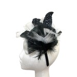 One Plus One Fashion Black & White Polka Dot Feather Headband
