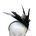 One Plus One Fashion Black & Silver Polka Dot Feather Headband