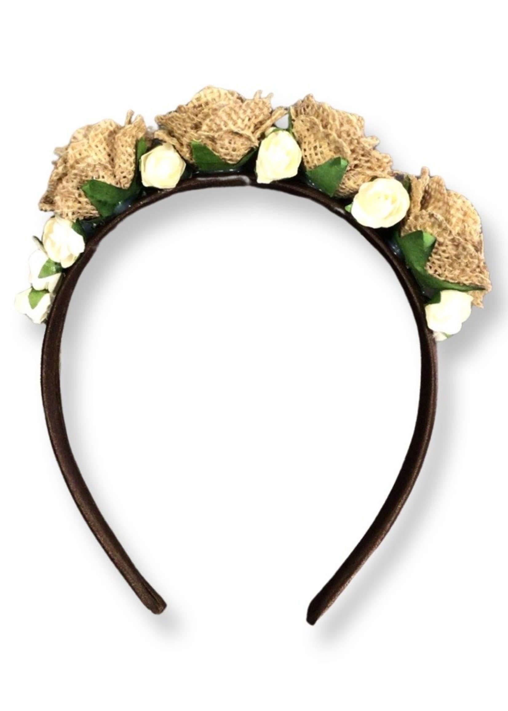 One Plus One Fashion Taupe 4 Paper Flower Headband