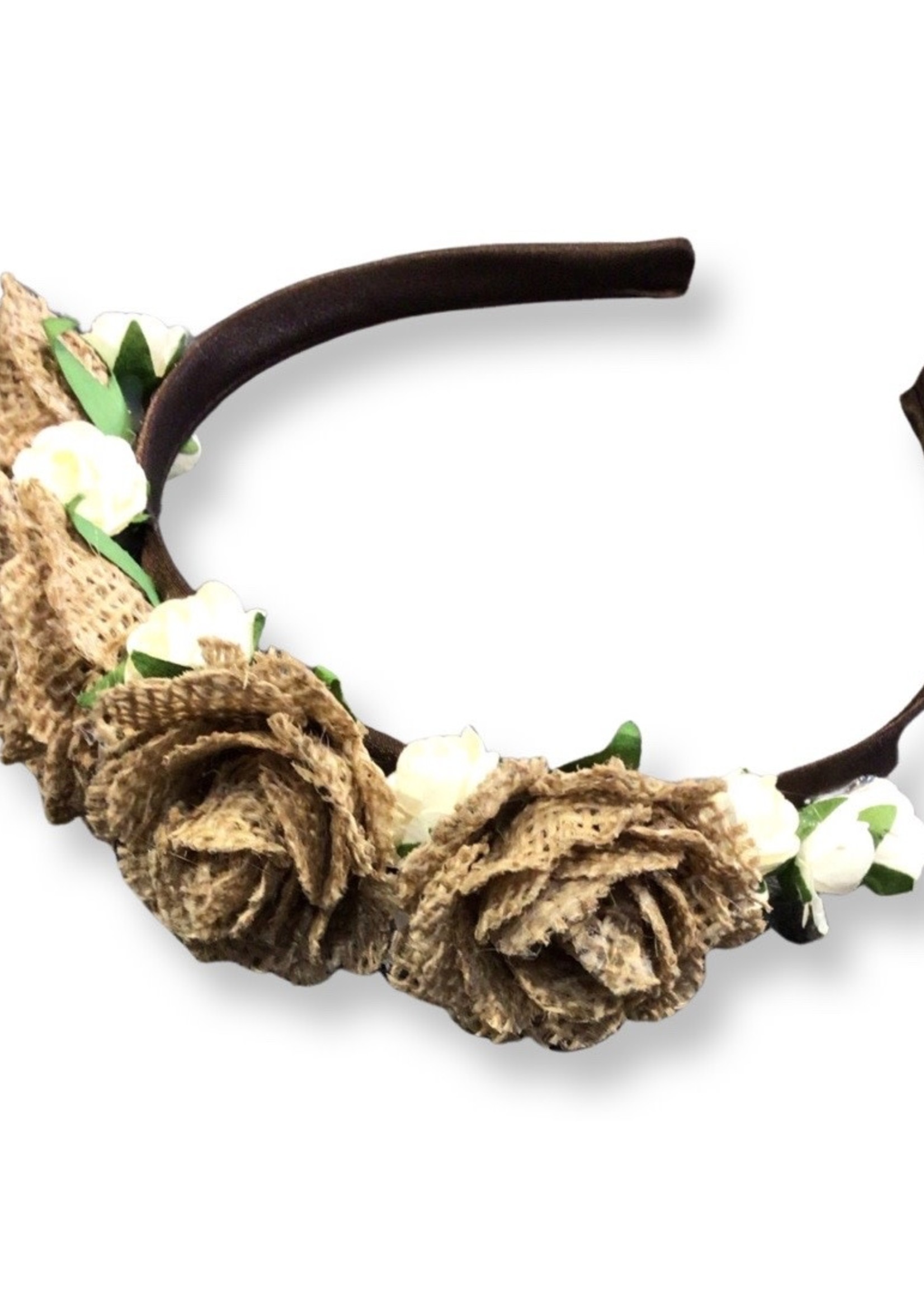 One Plus One Fashion Taupe 4 Paper Flower Headband