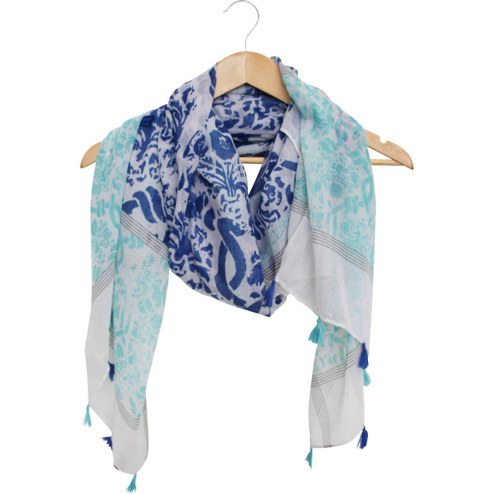 La Vida Aqua w/Royal Blue Swirl Harper Sarong/Scarves