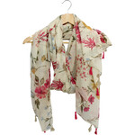 La Vida Cream w/Pink Flowers Mia Sarong/Scarves