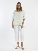 Renoma/Bromley Mint & White Short Sleeve Frill Tunic Top