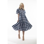 Escape by OQ Navy SS Manchester Collar Gingham Dress