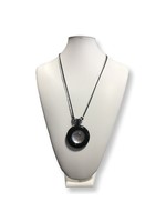Sonia Smith Jewellery Black & Silver Round Glass Pendant Necklace