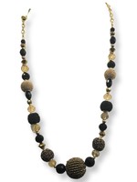 S.S Jewellery Morrocan Bead Black & Gold Crystal 30cm Drop Necklace Set