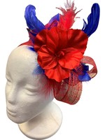 One Plus One Fashion Red Flower & Royal Feather Headband