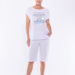 Cafe Latte White & Blue Silver Sequin Star SS Tee