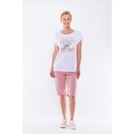 Cafe Latte White & Pink Silver Sequin Star SS Tee