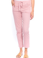 Cafe Latte Musk Pink Stretch Crinkle Cotton Drawstring Pants