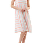 Givoni Pink/Blue  Spliced S/less Linen Dress