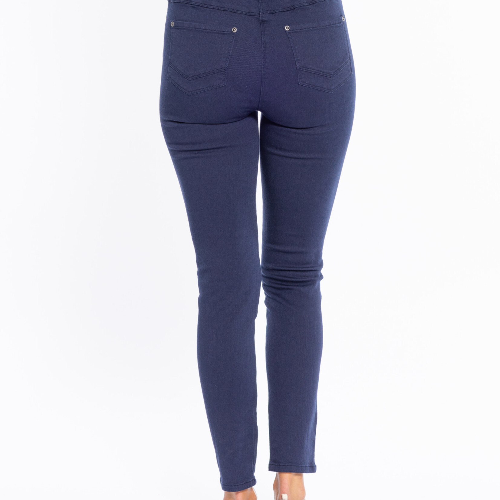Cafe Latte Navy Cotton Fitted Leg Jeggings
