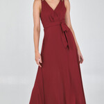 Style State Wine Pleated Front Long Maxi Dress