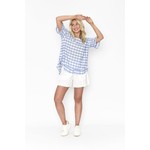 One Summer - Orientique Blue & White Gingham SS Top