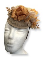 One Plus One Fashion Orange & Cream Flower & Feather Hat Fascinator
