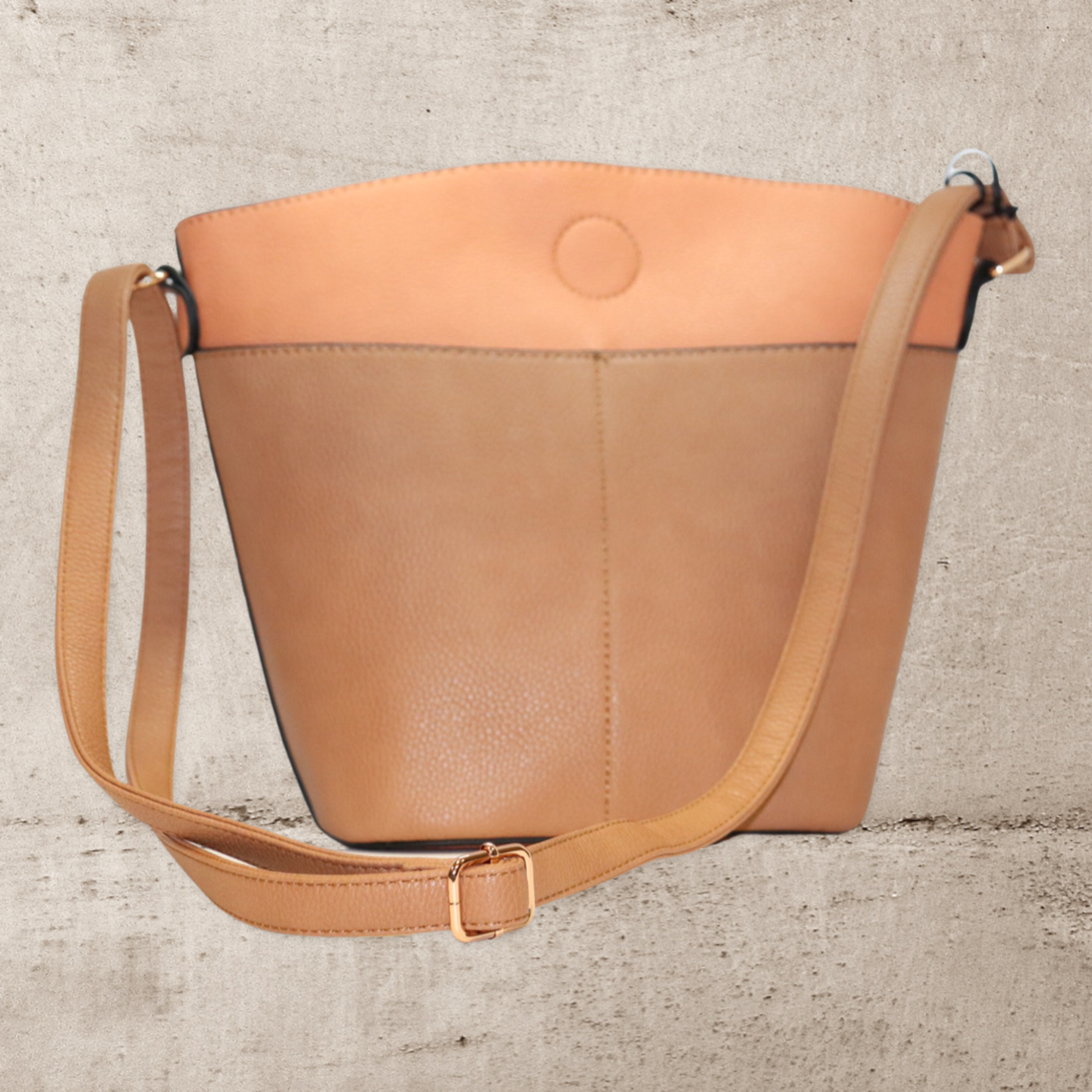 Jendi Coral & Tan with Side Pocket Large Handbag