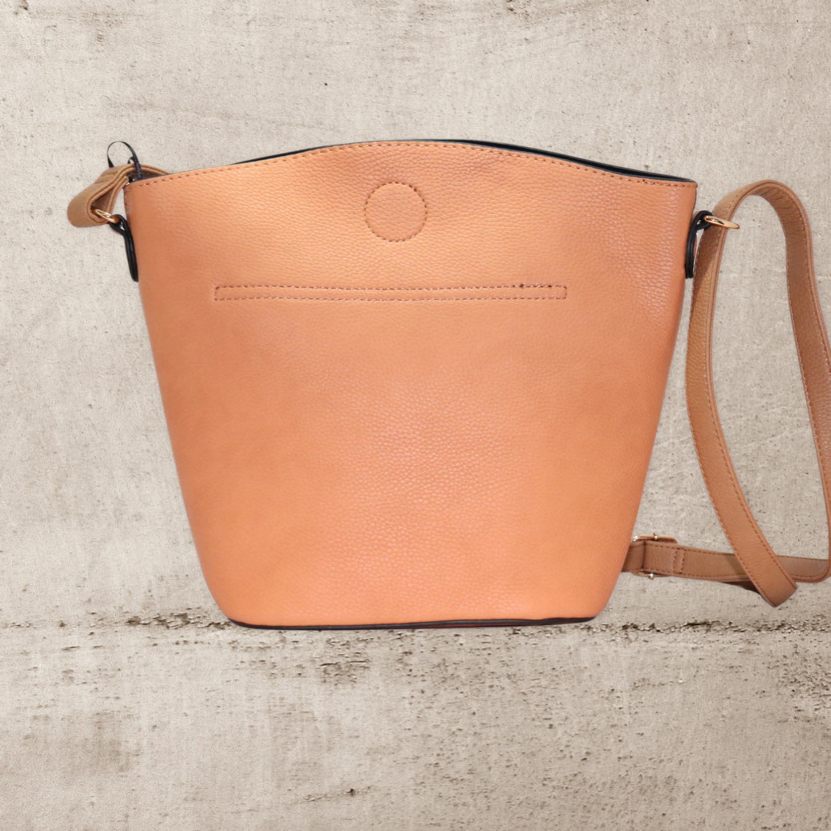 Jendi Coral & Tan with Side Pocket Large Handbag