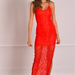 Ajoy Tangerine Lace Maxi Dress