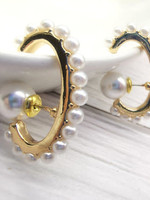 Just East Gold & Pearls 2.5cm Hoop Earrings