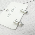 Just East Silver & Pearl 2cm Hook Earrings