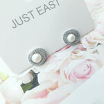 Just East Silver & Pearl L1cm W1.5cm Earrings