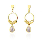 Just East Gold w/White Stone Hoop Drop Earrings