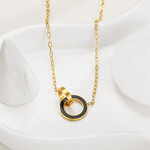 Just East Gold w/Black Double Ring Pendant Necklace
