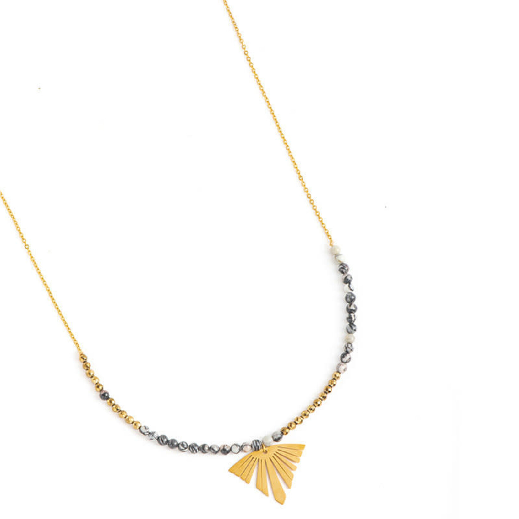 Just East Gold Arrow Pendant Beaded Necklace
