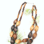 Just East Beige Brown Large Beaded Double Necklace