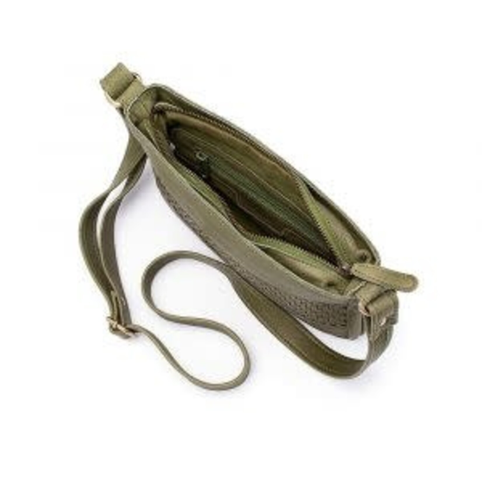 Verona Olive Weave Leather Shoulder Bag