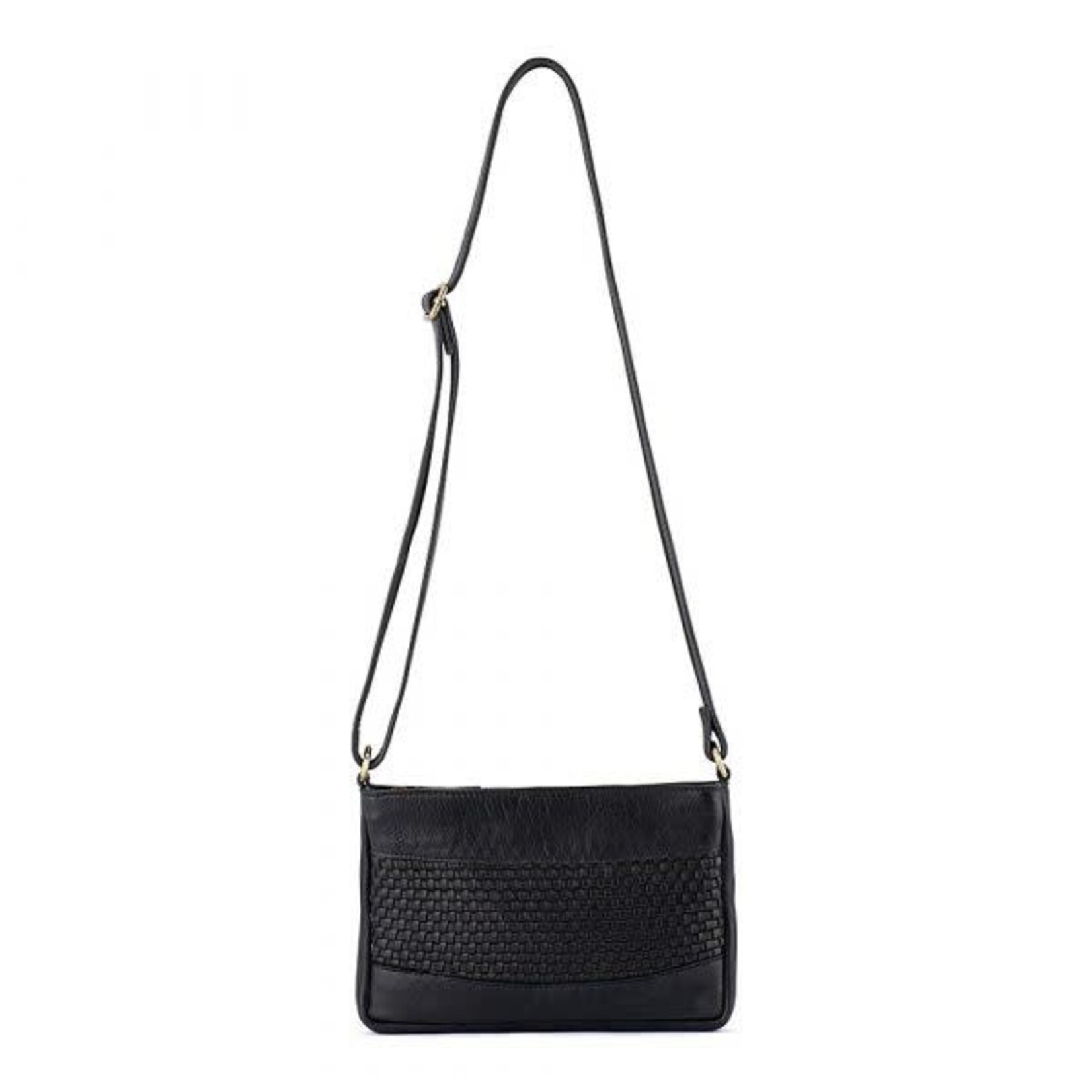 Verona Black Weave Leather Shoulder Bag