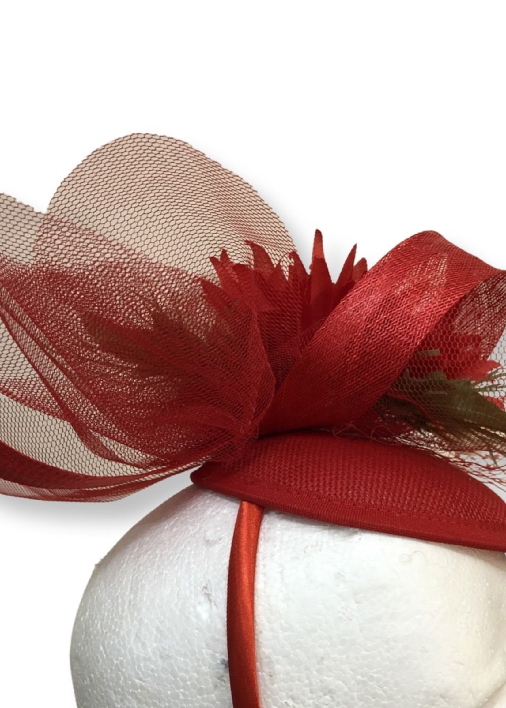 One Plus One Fashion Red & White Floral Headband Fascinator